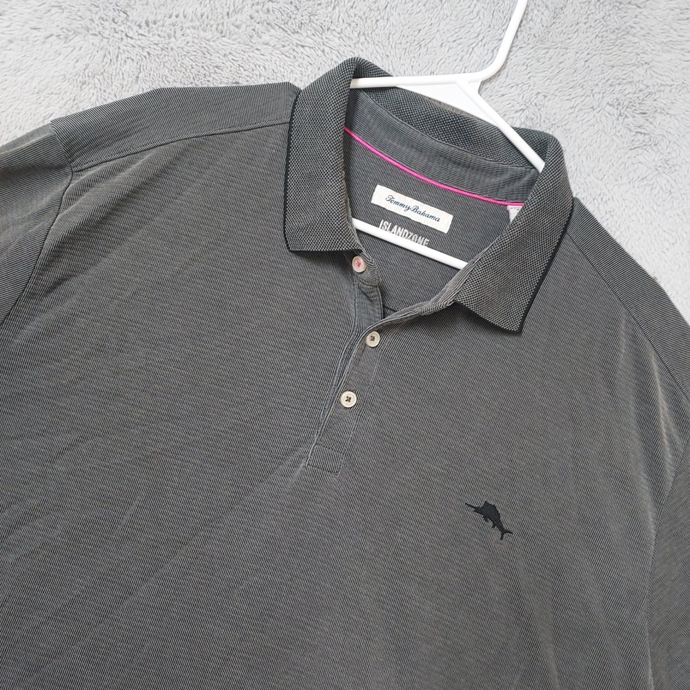 Tommy Bahama Polo Shirt Mens XXXL 3XL Island Zone Logo Faded Gray Modal Blend